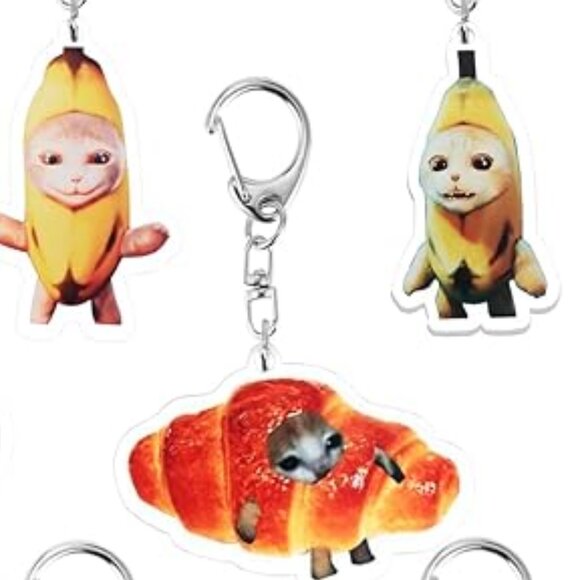Key Chains - Kitty Cat Kawaii Banana Meme Bag Charms  - Set of 11 - Picture 5 of 7